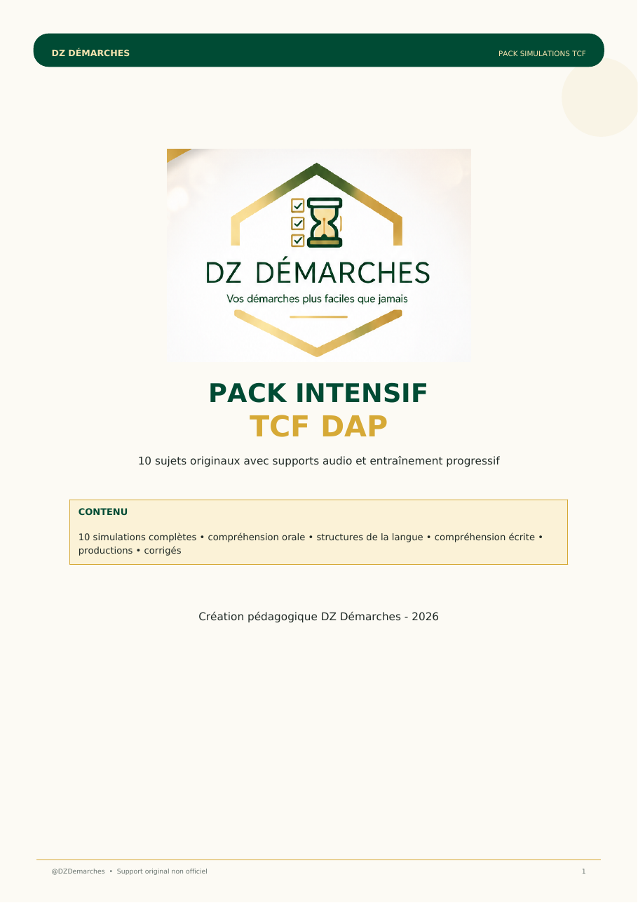 Couverture 30 simulations TCF DAP