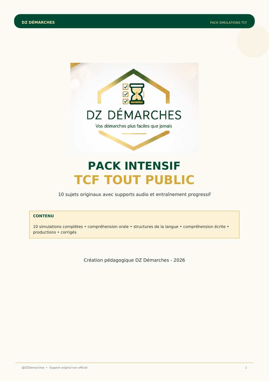 Couverture 30 simulations TCF TP